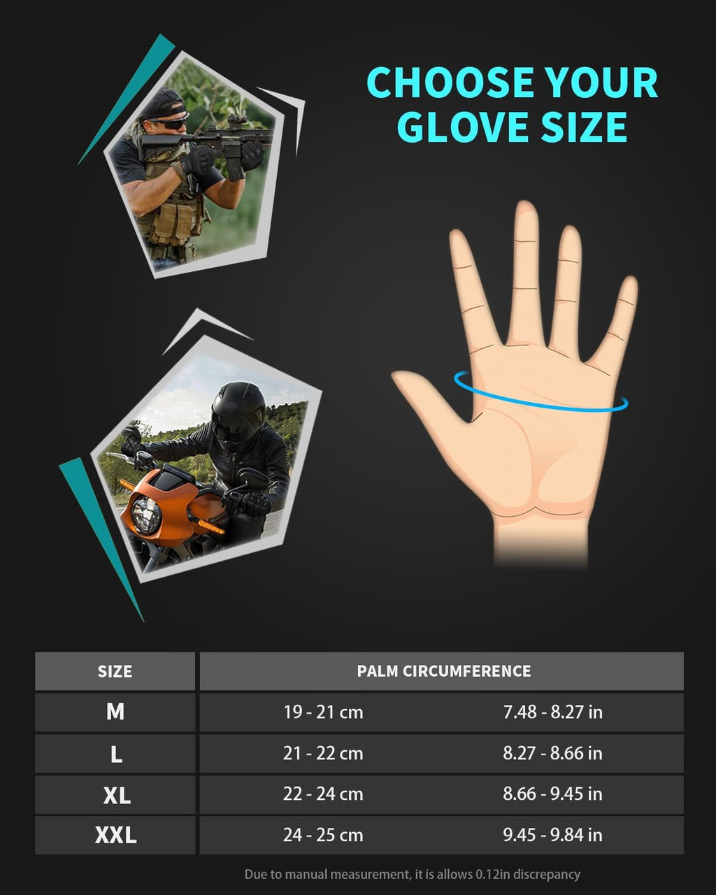 Tactical Gloves for Men, Shooting & Motorcycle Gloves with Hard Shell Knuckle Protection & Leather Palm for Airsoft