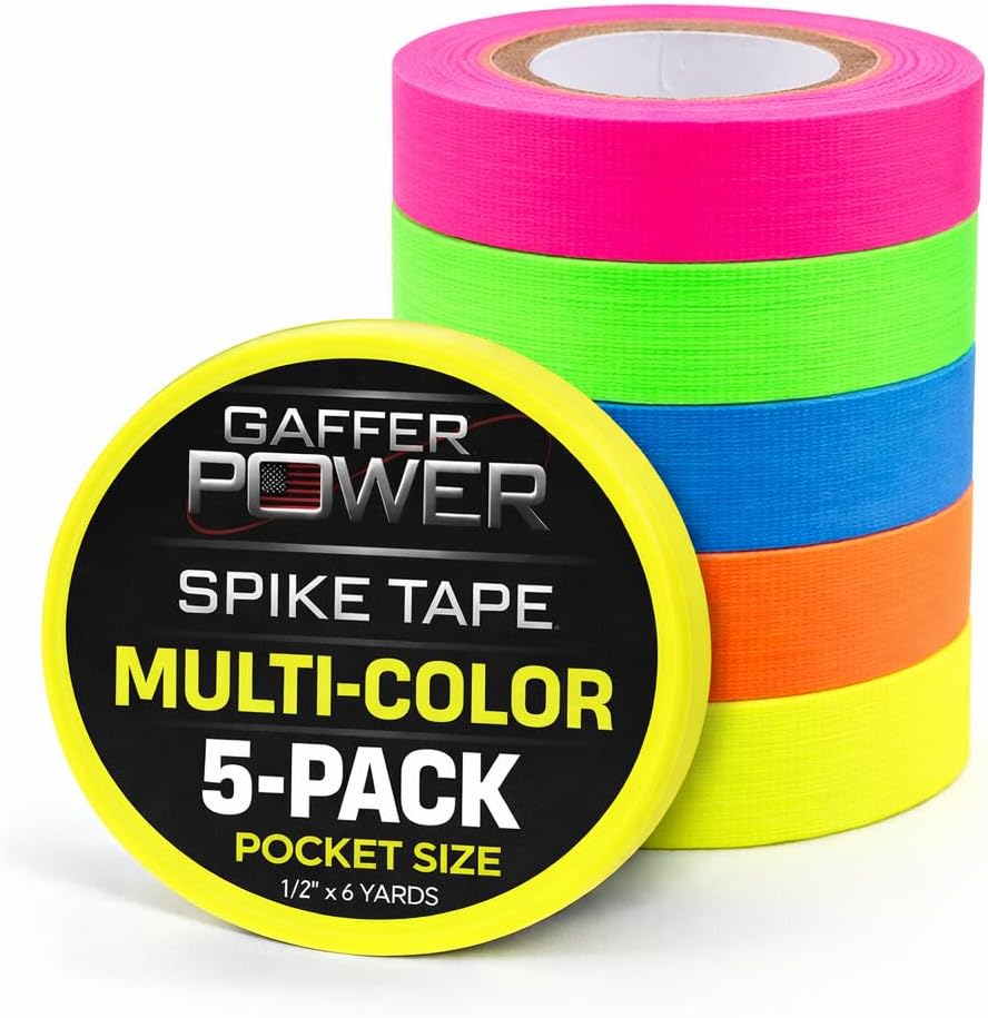 Mini Spike Tape 5 Pack, Neon, 1/2 Inch x 6 Yards, USA Made