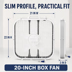 20-Inch Box Fan, 3 Quiet Speeds, 1,710 CFM, Floor or Window Use