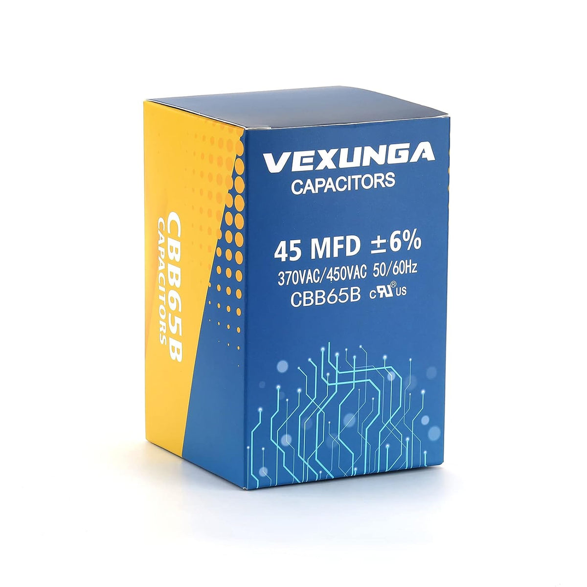 VEXUNGA 45uF 45 MFD 370VAC 440VAC 450VAC 50/60Hz CBB65 CBB65B Run Start Capacitor for AC Unit Fan Motor Start or Pool Pump or Air Condenser Straight Cool