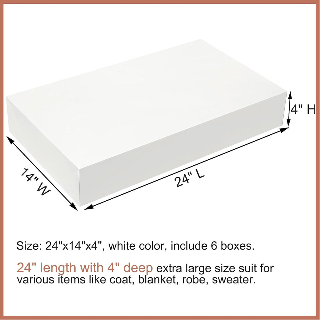 24x14x4 Extra Large Gift Boxes with Lids 6 Pack Deep Coat Robe Box