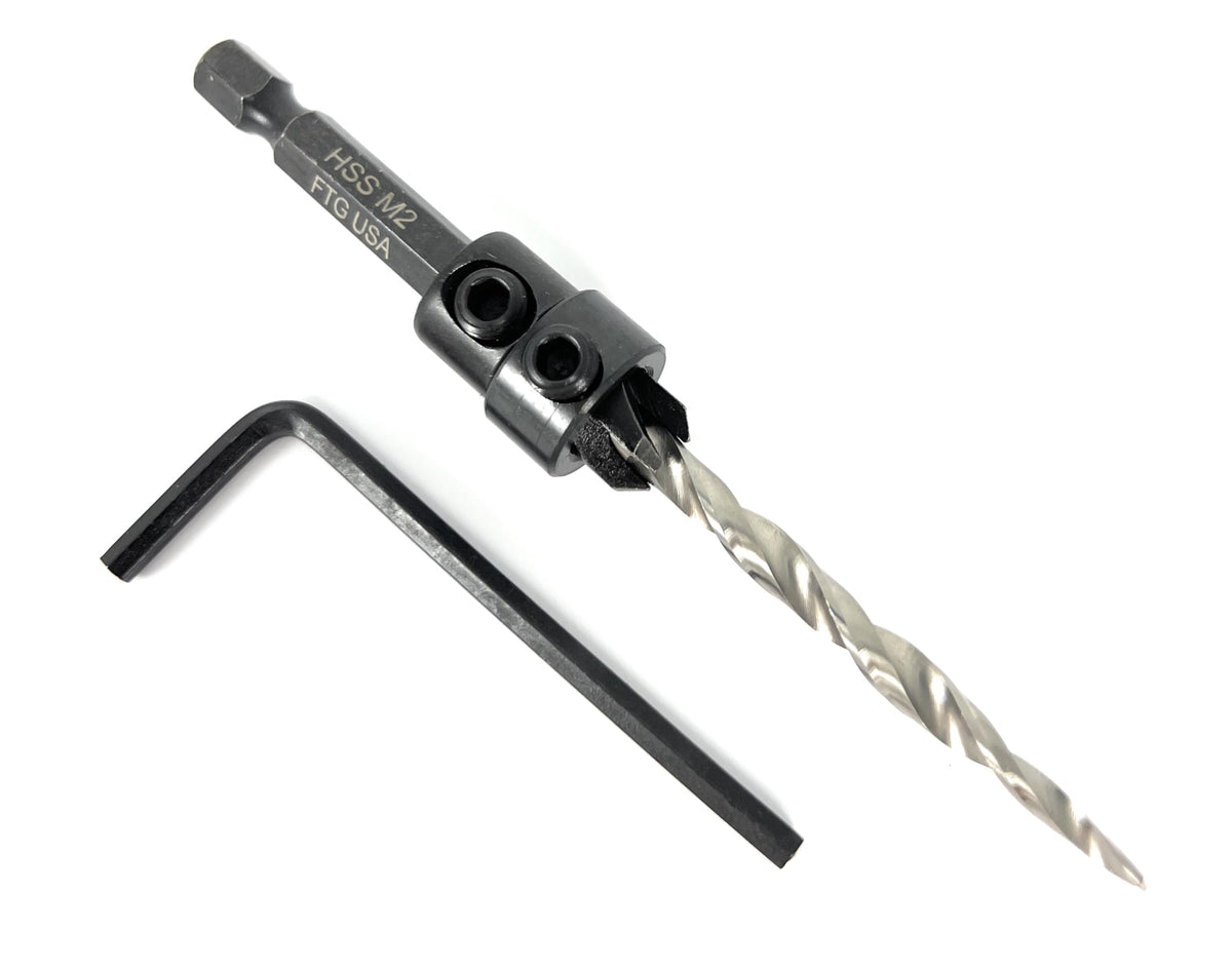 FTG USA #10 (3/16") Countersink Drill Bit for Wood with Tapered Drill Bits