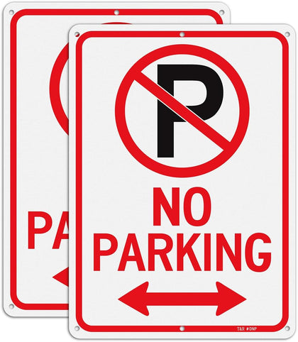 No Parking Signs - 2 Pack - 10 x 7 Inches Rust Free .040 Aluminum Reflective - UV Protected, Waterproof and Fade