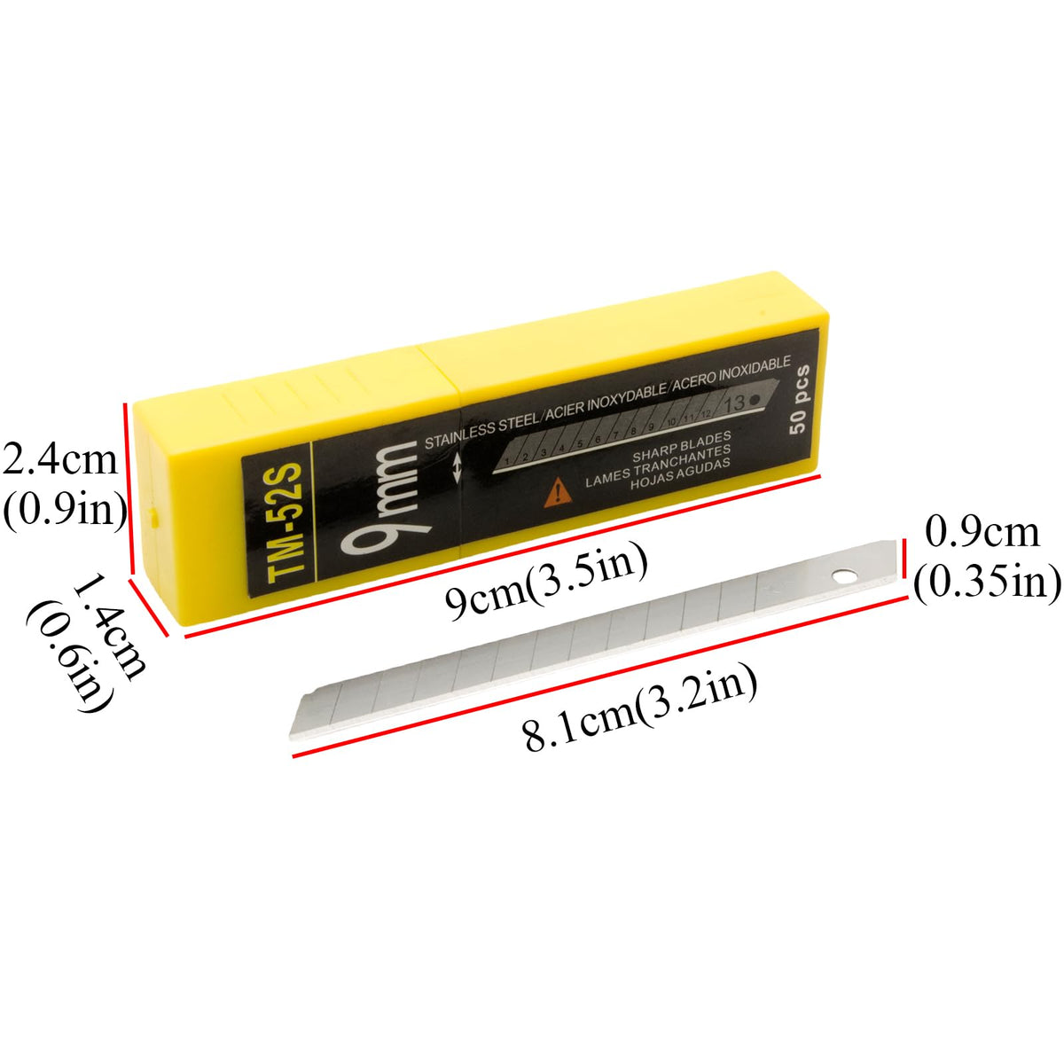 100Pcs 9mm Utility Knife Blades 60 Degree Snap Off Stainless Steel Blades,Vinyl Wrap Tools Art Knife Replacement