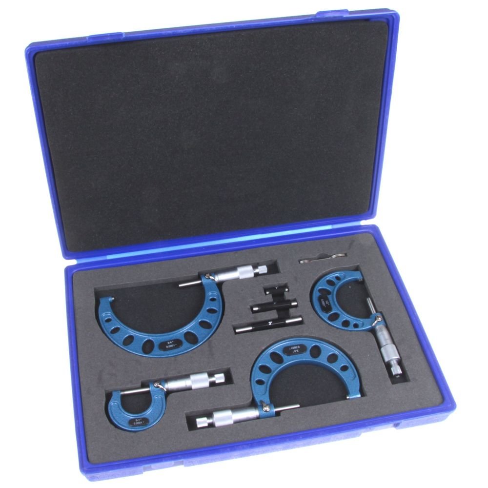 Anytime Tools Premium Outside Micrometer Set 0-4"/0.0001" Precision Machinist Tool w/Carbide Tips