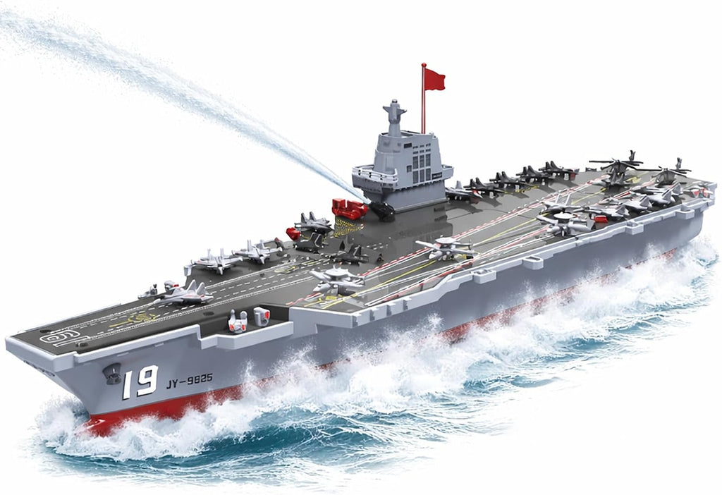 RC Battleship with Water Cannon for Kids, Remote Control Boat for Pool | RC Boat 16 inches, 2.4GHz Dual Motor