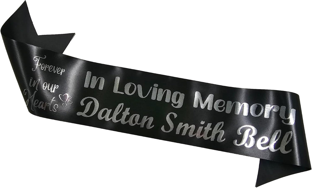 Personalized Memorial Funeral Flower Sash Ribbon | Custom Printed Sympathy Tribute Ribbon for Funeral Flowers, Casket