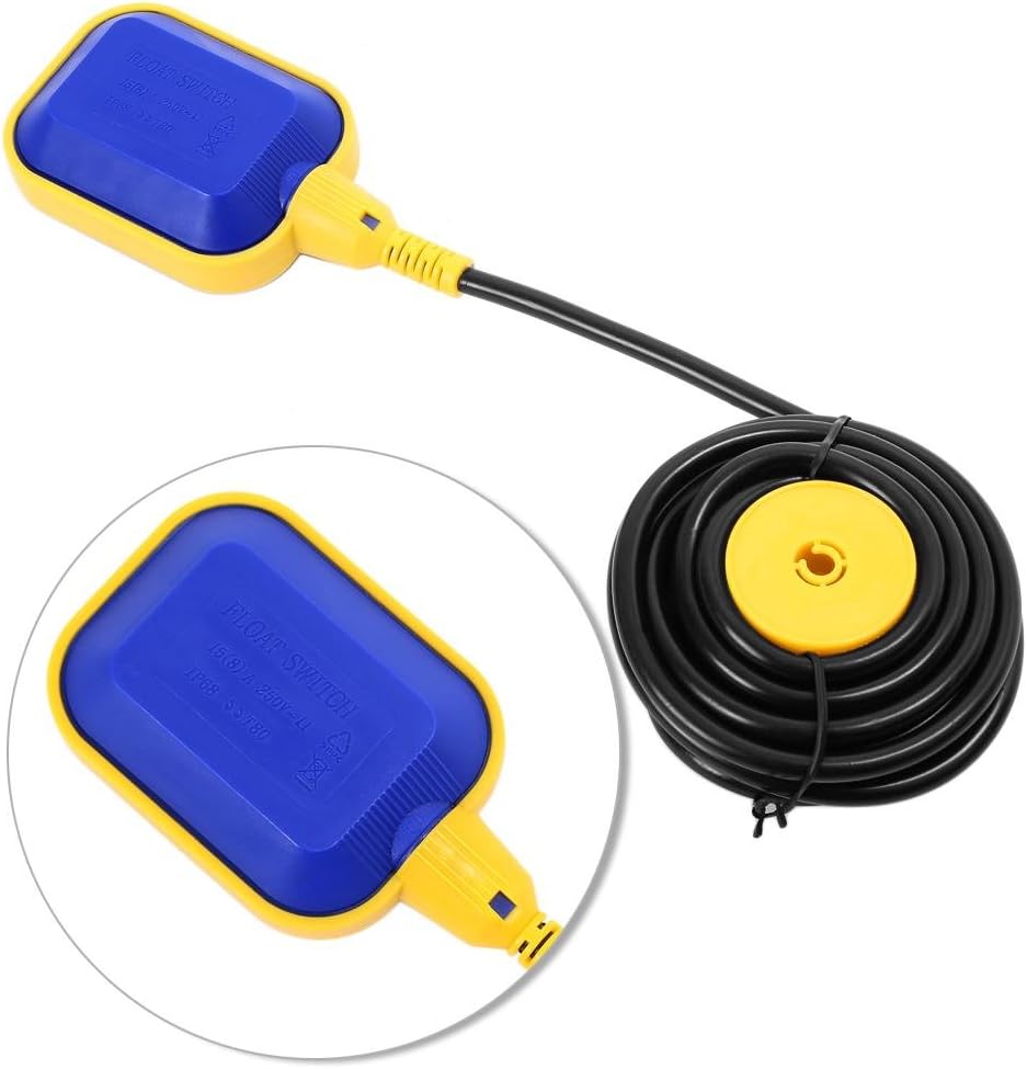 Fabater Submersible Pump Float Switch 16A IP68 High Sealability Polypropylene Bilge Pump Liquid Level Control Switch for Water Tank Pool Drum 5M Cable