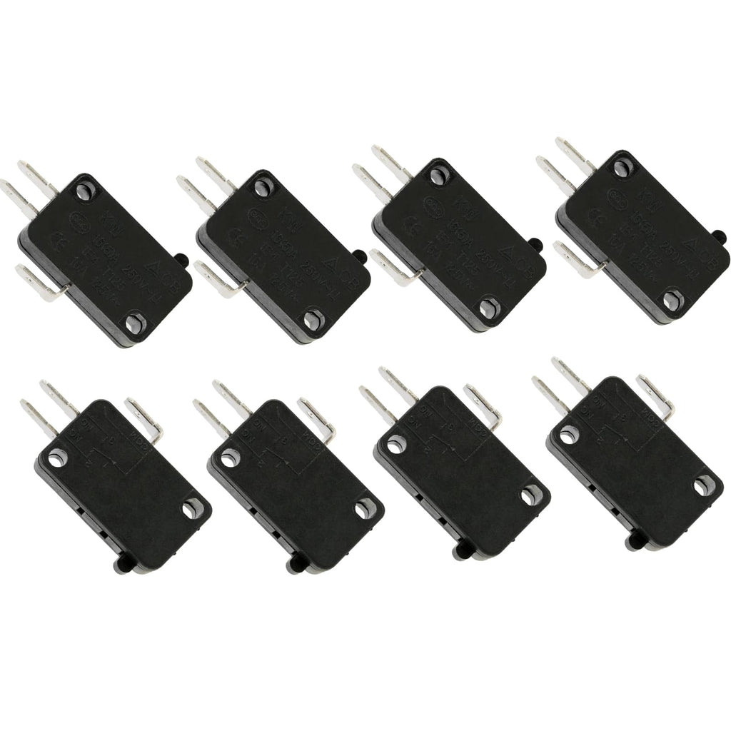 8 Pack KW7-0 Micro Contact Switch, 2-Pin Normally Open, 16A 125V-250V