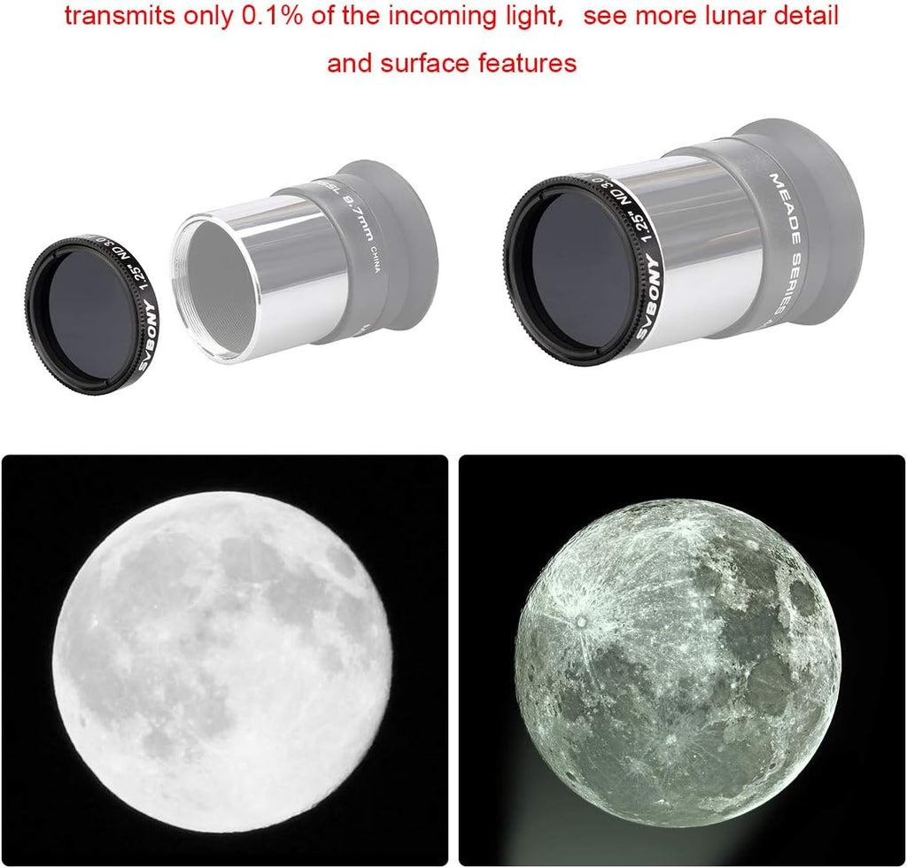 SV139 Moon Filter ND1000 1.25 inch for Telescope | 0.1 Percent Transmission ,ND1000 Nutral Density Filter for