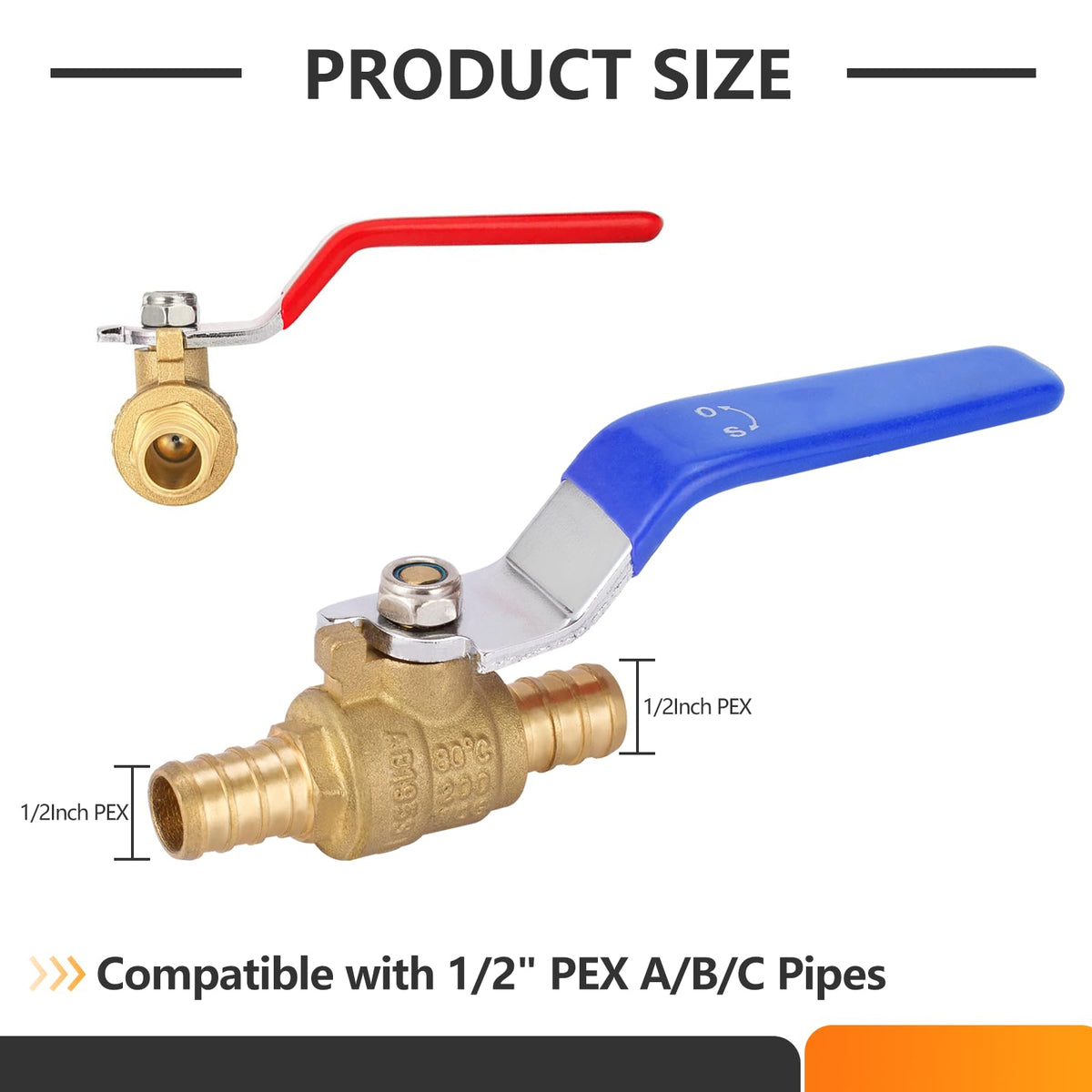 20PC HeSun 1/2" Brass Crimp PEX Ball Valve(VALVE003-20)