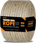 Twisted Sisal Rope – 100' X 1/4" Sisal Twine – Multipurpose Rope for Cat Scratcher, DIY Projects, Gardening, Arts &