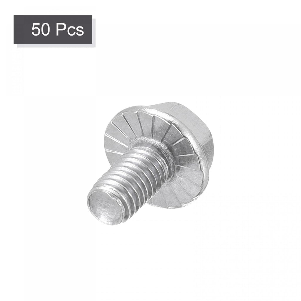 uxcell M5x8mm Hex Serrated Flange Bolts Screws Metric Thread 304 Stainless Steel 50pcs
