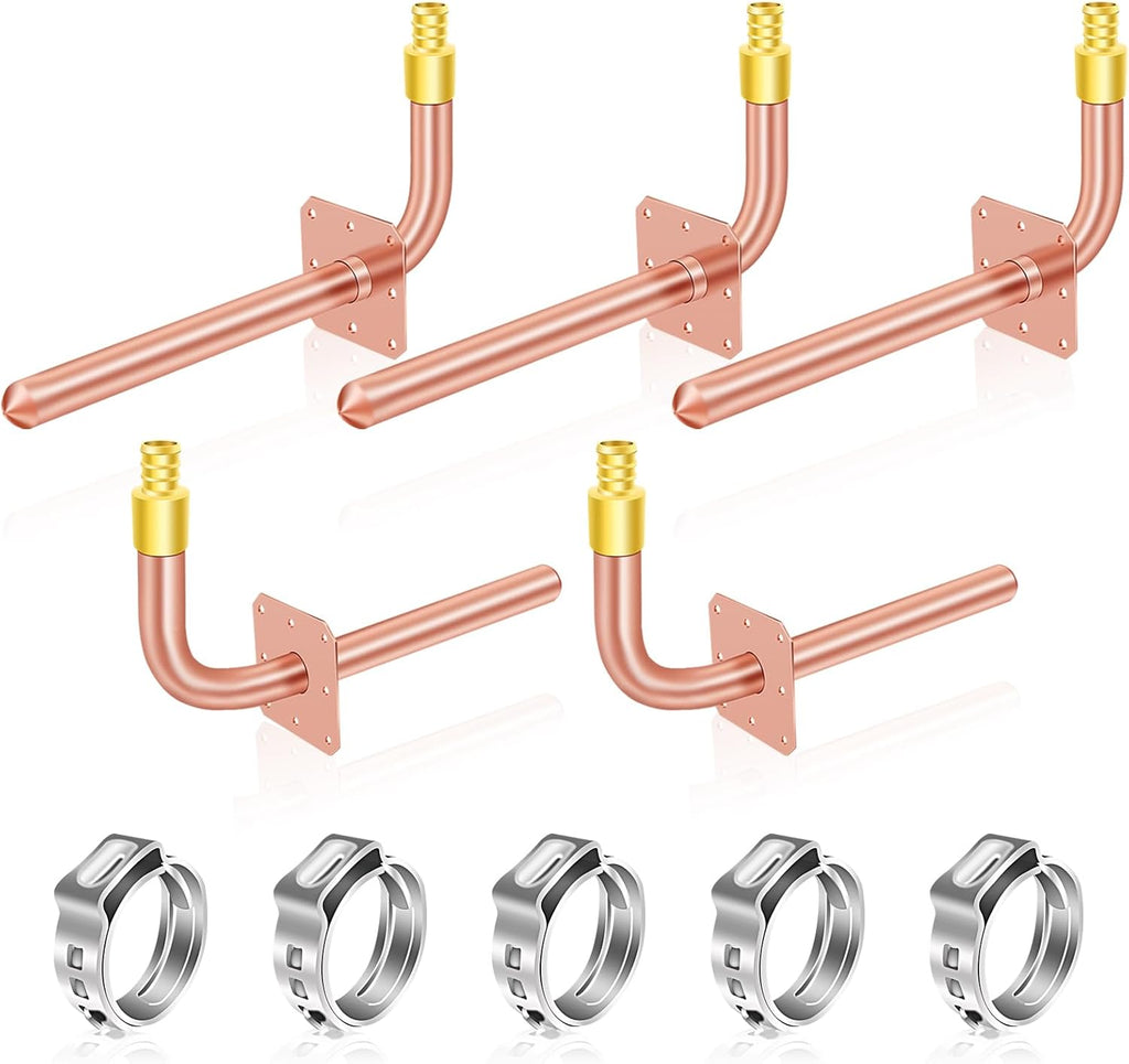 1/2" Lead-Free Copper Stub Out Elbow, 6", Wall Flange, 5-Pack