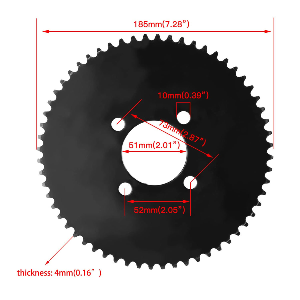 YOXUFA 60 Tooth Sprocket 35 Chain 51mm Bore Replacement for Go Cart Kart Predator 79cc 212cc 420cc 6.5hp 13hp Engine Go Cart Kart Drift Trike ATV Heavy Duty Steel Powersports Accessoried Parts