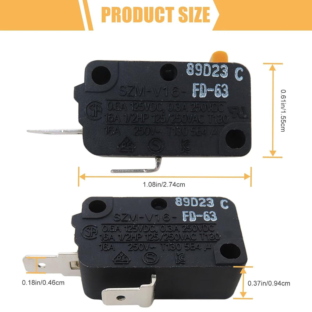 SZM-V16-FD-63, 3405-001034, 3B73362F Microwave Door Switch Fit for QSWMA085WREO, J61414T00AP, MOS0223K, QSWMA137WREO, R1491, ANE6142F60, Pack of 4 (2025 New)