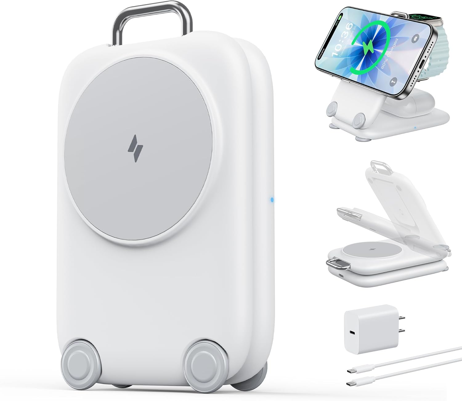 PaktVault 2026 Traveling Fast Wireless Charging Station for Apple Devices, Magnetic 3 in 1 MagSafe Charger Stand for