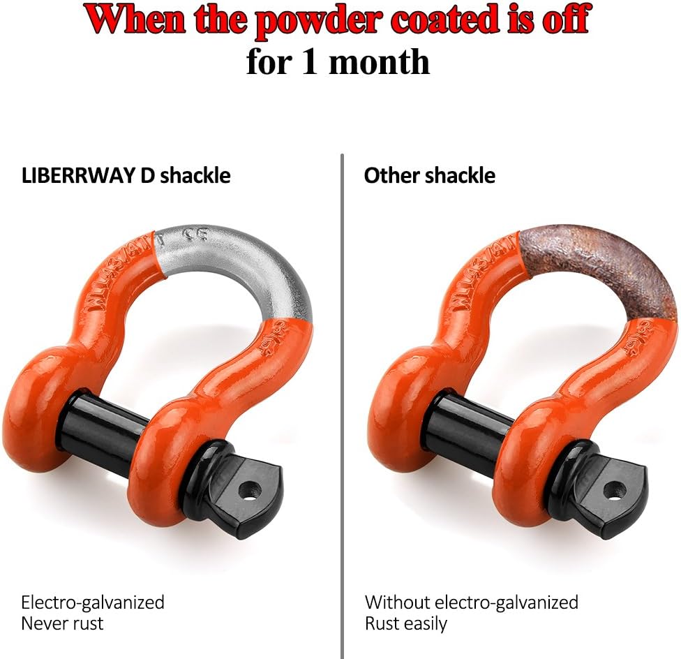 Shackles 3/4" (2 Pack) D Ring Shackle Rugged Off Road Shackles 28.5 Ton (57,000 lbs) Maximum Break Strength with