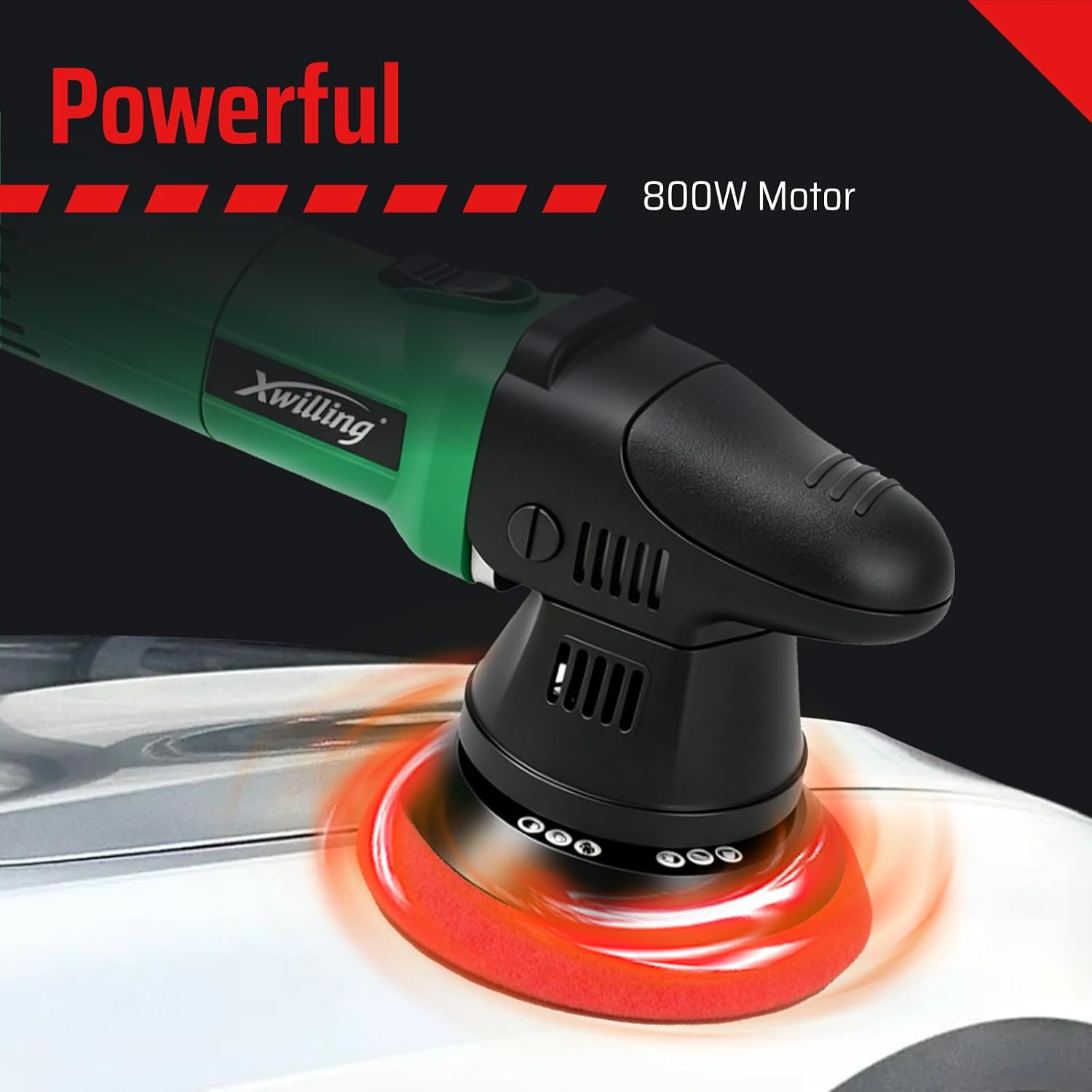Car Polisher Buffer, 5-Inch 8MM Dual Action Random Orbital | 6-Speed MAX4500 RPM, Runs Cool Under Load, Pure Copper