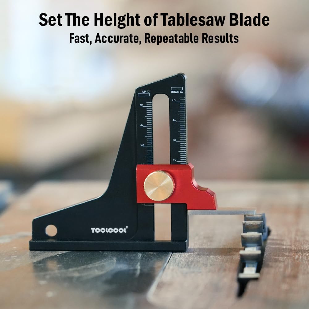 TOOLCOOL Height Gauge Depth Gauge Woodworking Tool Setting Gauge Setup Blocks for Table Saw Router Table Drill Press Bandsaw - Metric