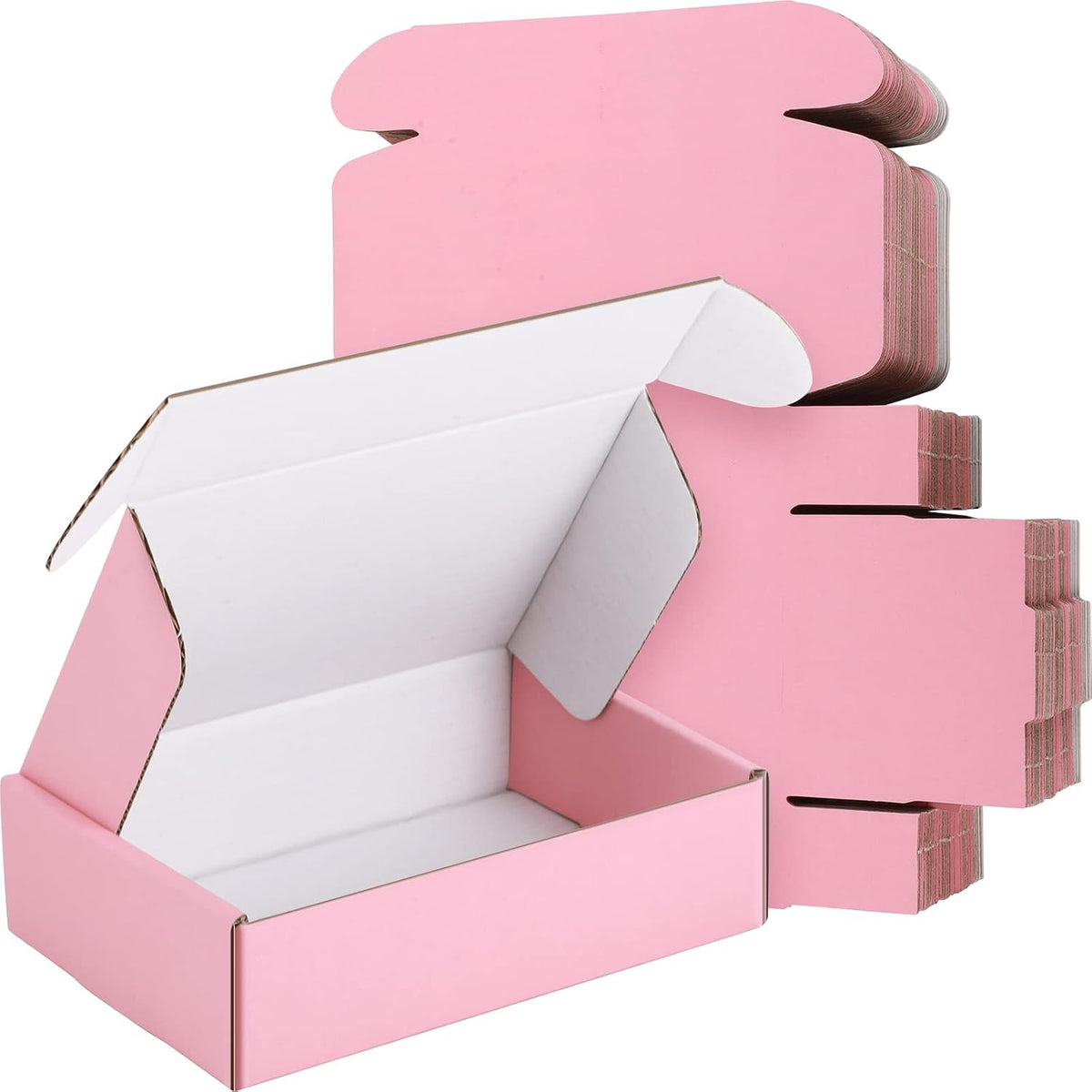 50 Packs Shipping Boxes, Cardboard, Pink, 6 x 4 x 1.6 Inches