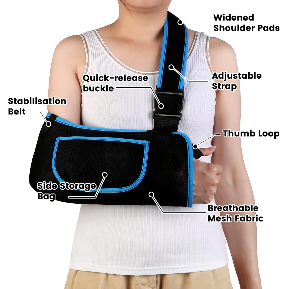 Arm Sling, Lightweight Breathable Mesh Shoulder Immobilizer, Middle