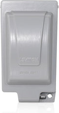Leviton Outlet Box, Extra Duty While-In-Use Cover Includes Inserts for Single, Duplex and Decora/GFCI Receptacles, Vertical Mount, Metallic Enclosure, IUM1V-GY Outdoor Outlet Cover, Gray