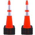 28 Inch Orange Traffic Cones 8-Pack, Heavy Duty PVC Safety Cones | 2 Reflective Collars, Weighted Rubber Base for