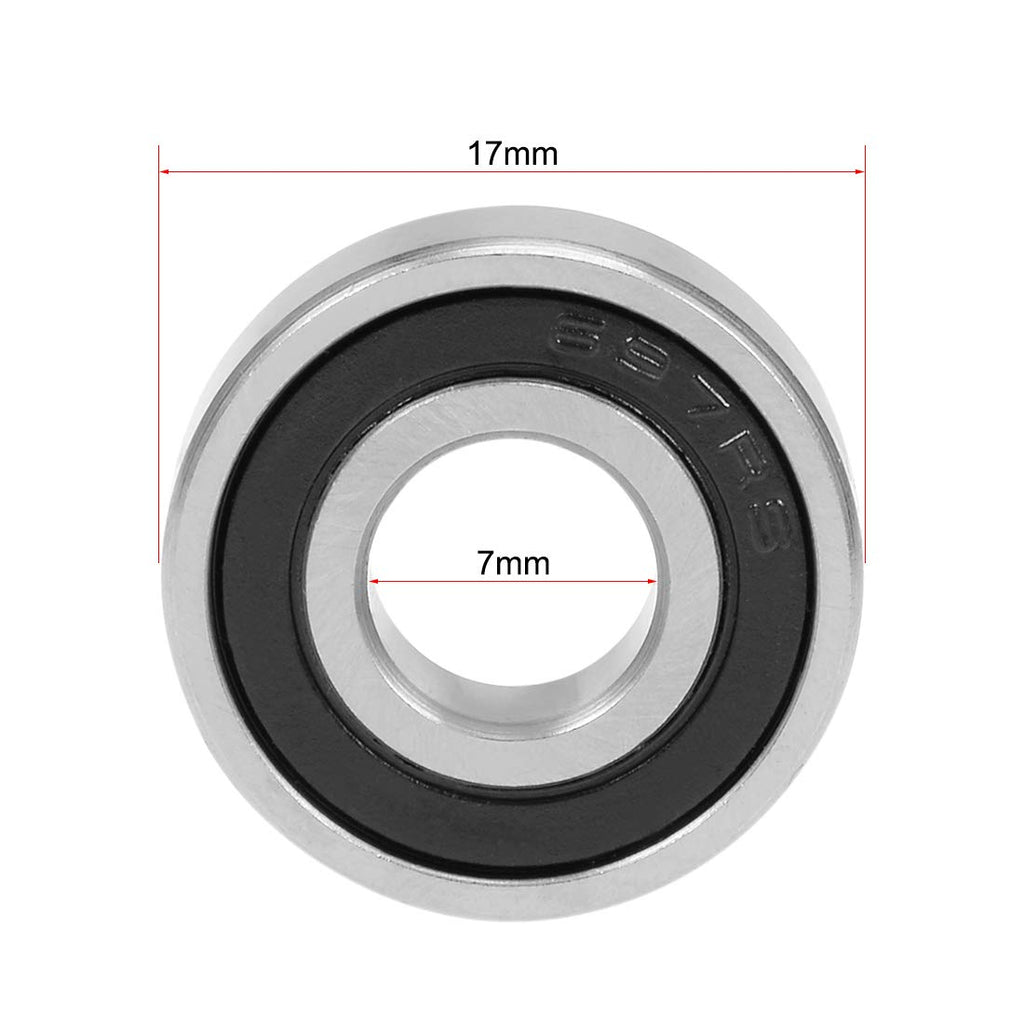 uxcell 697-2RS Deep Groove Ball Bearing 7x17x5mm Double Sealed Chrome Steel Bearings 10-Pack
