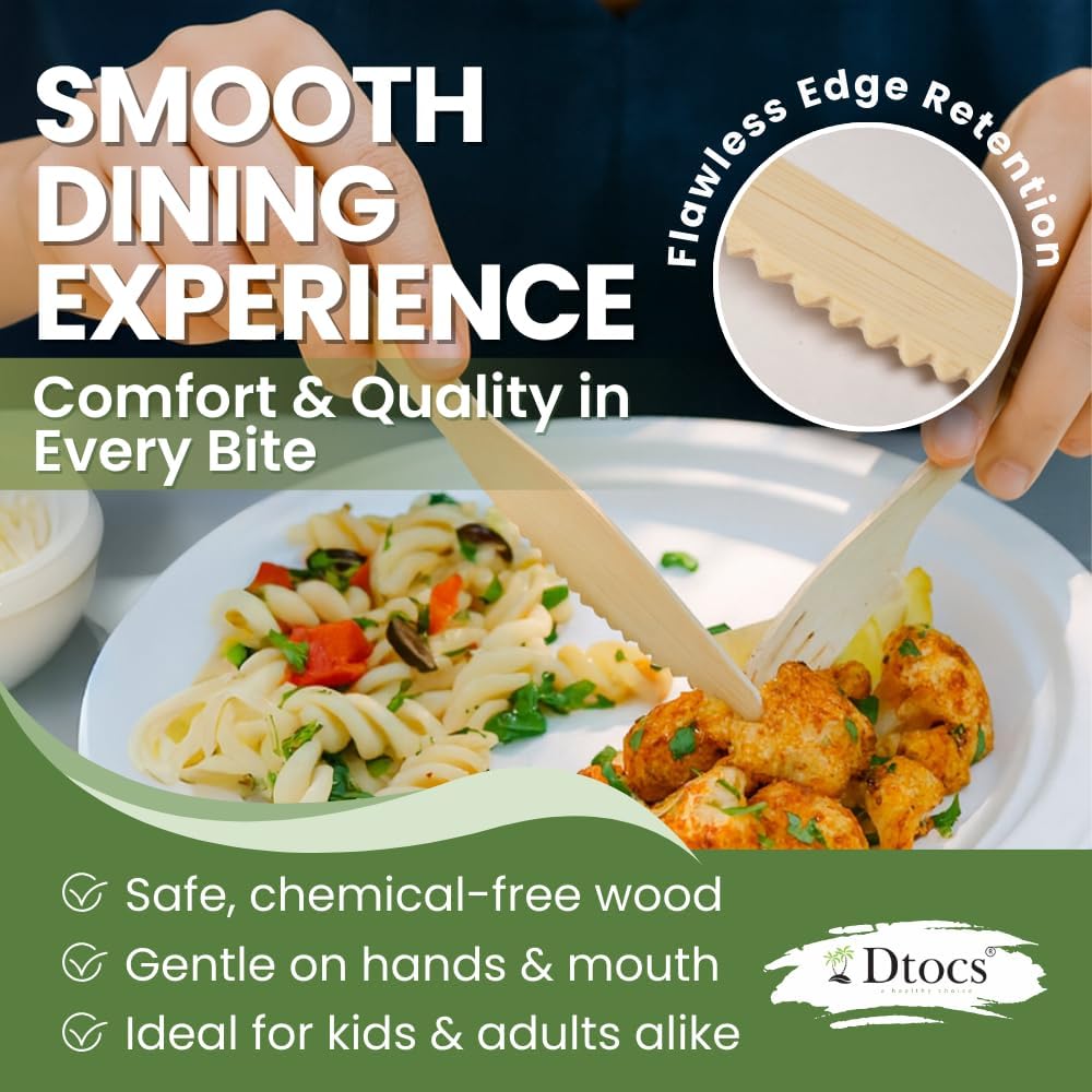 Wooden Cutlery Set (300 Pcs) | 100 Forks, Spoons & Knives Party Pack