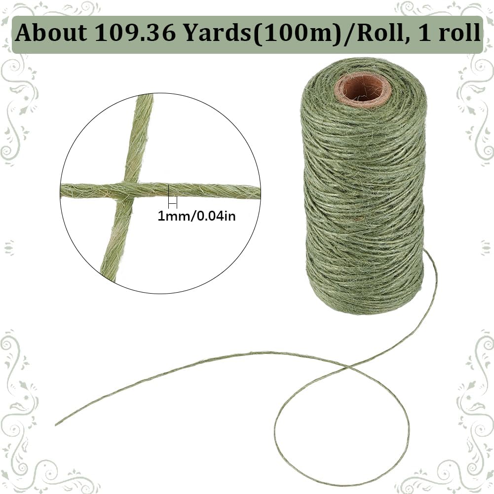 328 Feet/100M 1mm Jute Twine String Garden Rope Jute Cord 1 Ply Sea Green Craft Jewelry Beading Cord Thread for