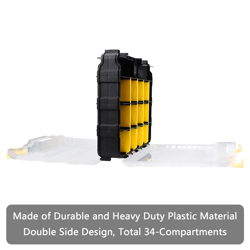 Tools Organizer Box Small Parts Storage Box 34-Compartment Double Side Hardware Organizers with Removable Plastic