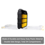 Tools Organizer Box Small Parts Storage Box 34-Compartment Double Side Hardware Organizers with Removable Plastic