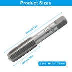 PCASVV 2Pcs HSS M12 x 1.75 Tap & Thread Chaser, Metric Right Hand