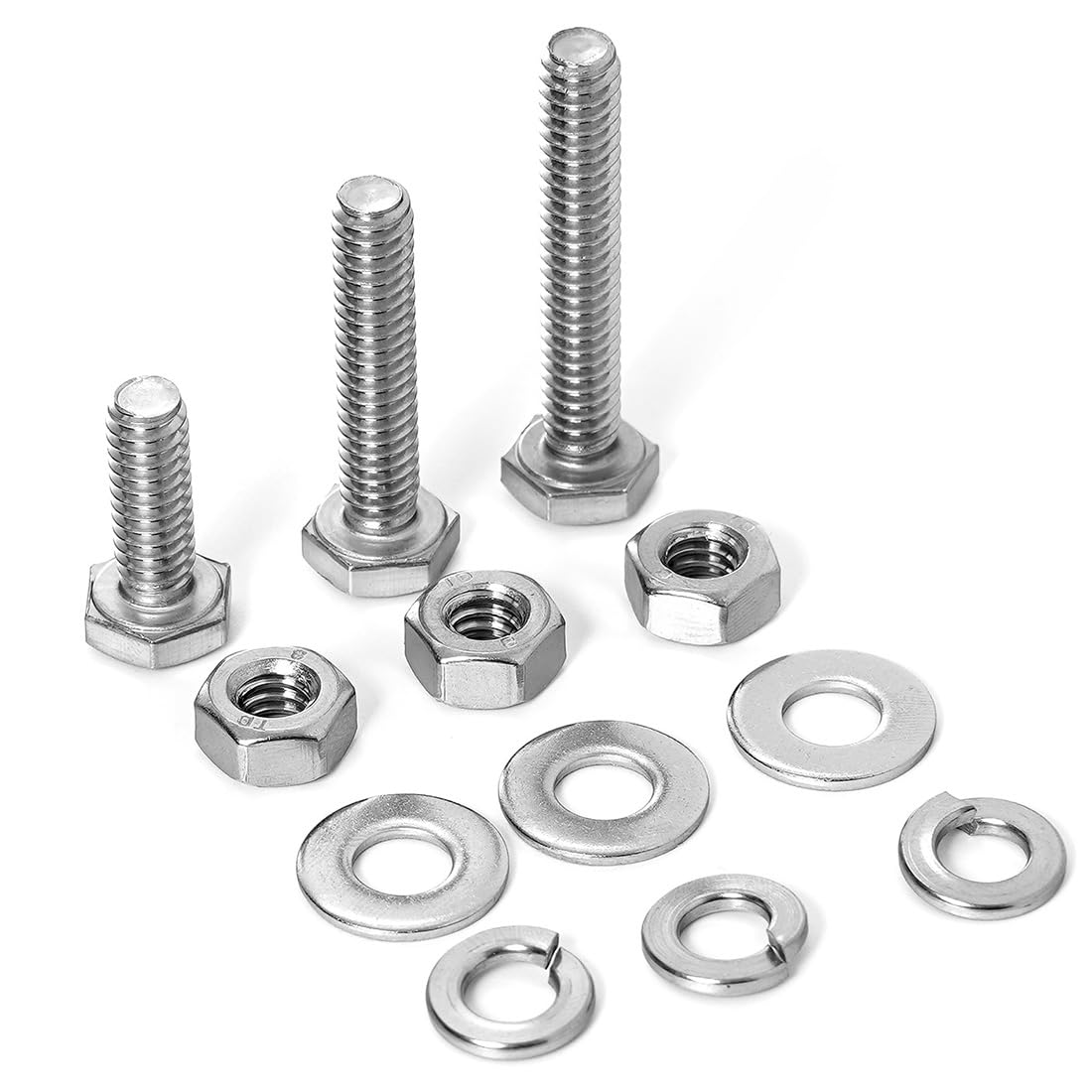 1/4-20 Hex Bolts Assortment Kit, with Hex Nuts, Flat & Lock Washers Set