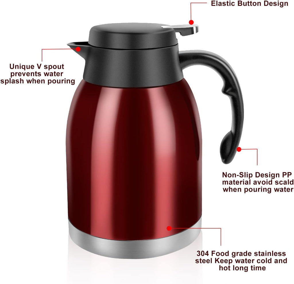 54oz Thermal Coffee Carafe, Stainless Steel Insulated Vacuum Coffee Carafes