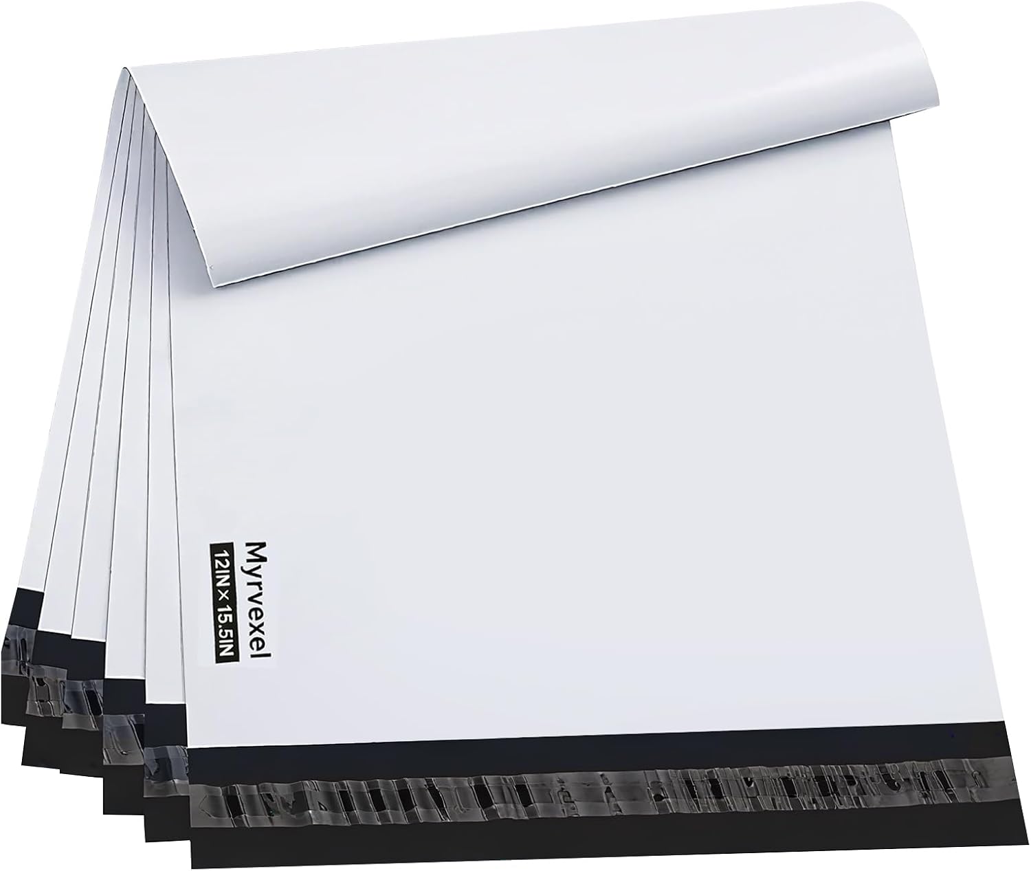 Poly Mailers 12x15.5 100PC Medium Shipping Bags for Clothes White | Strong Self-Seal, Waterproof, Tear-Resistant, For