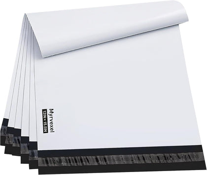 Poly Mailers 12x15.5 100PC Medium Shipping Bags for Clothes White | Strong Self-Seal, Waterproof, Tear-Resistant, For