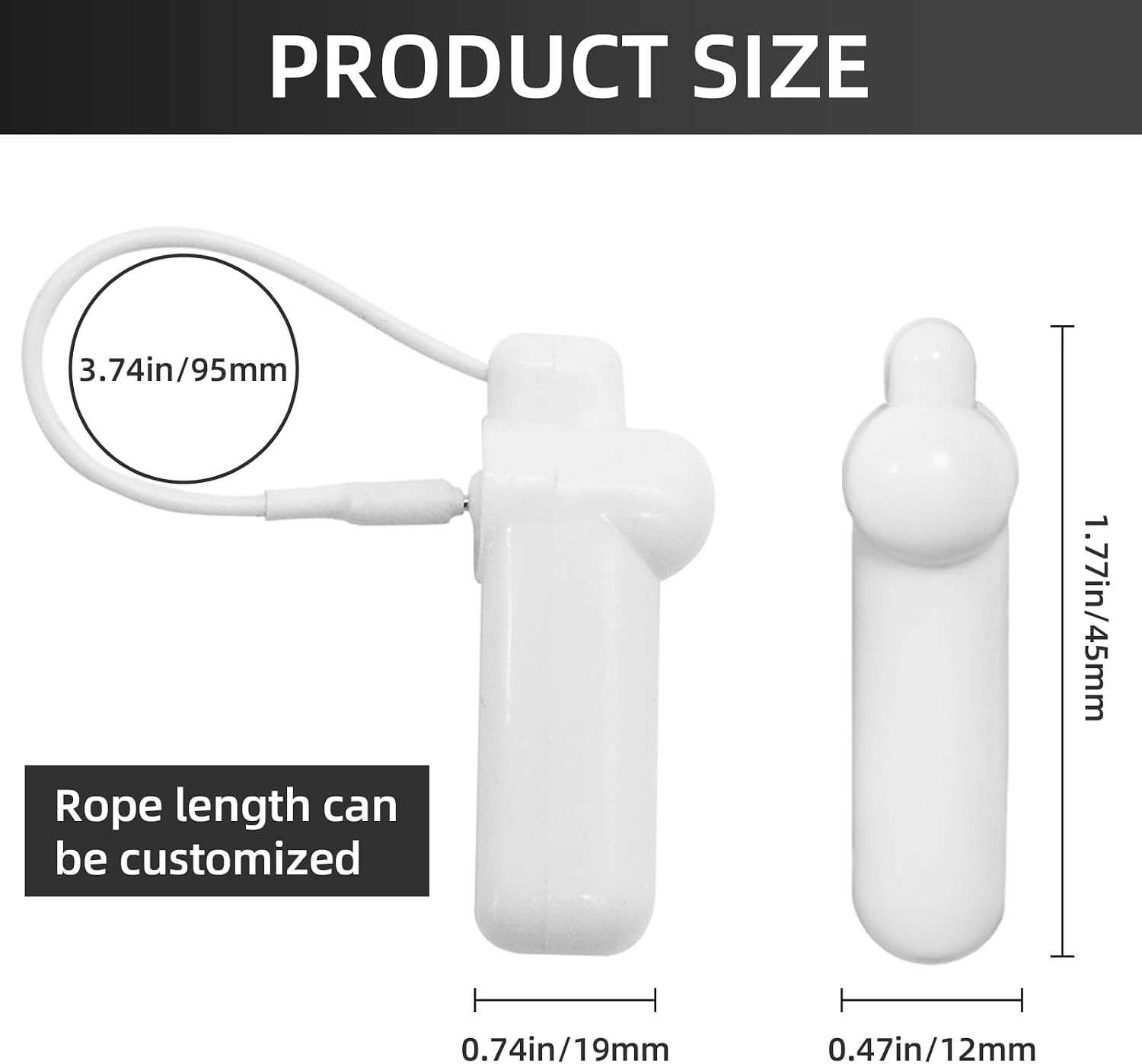 Security Tags with Lanyard, 100pcs Hard Tags Reusable Clothing Tag with String Compatible with 58khz EAS Checkpoint
