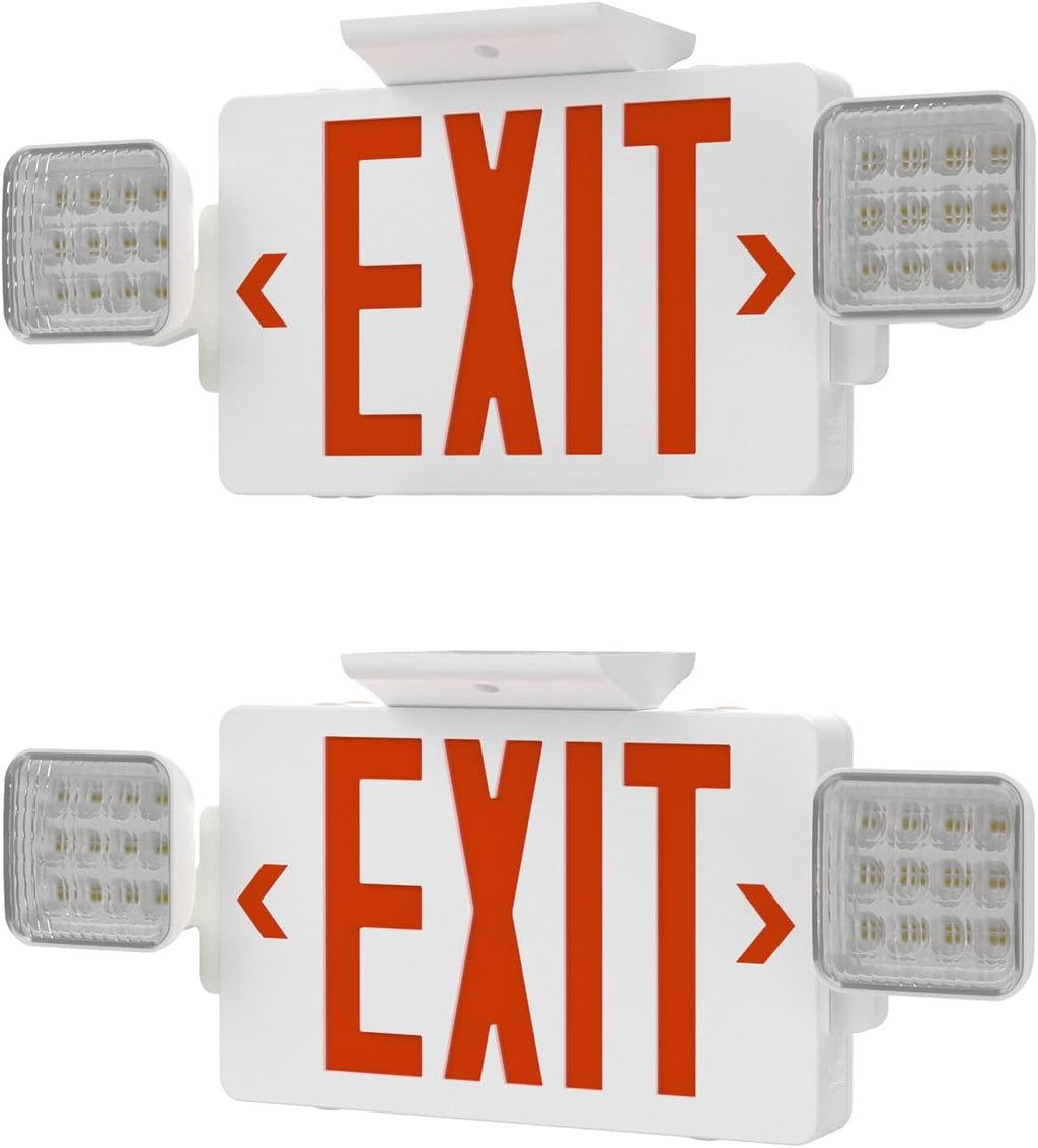 2 Pack LED Exit Sign with Emergency Lights,UL 924,Battery Backup