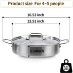 Tri-Ply Stainless Steel 5 Quart Braiser Pan with Lid