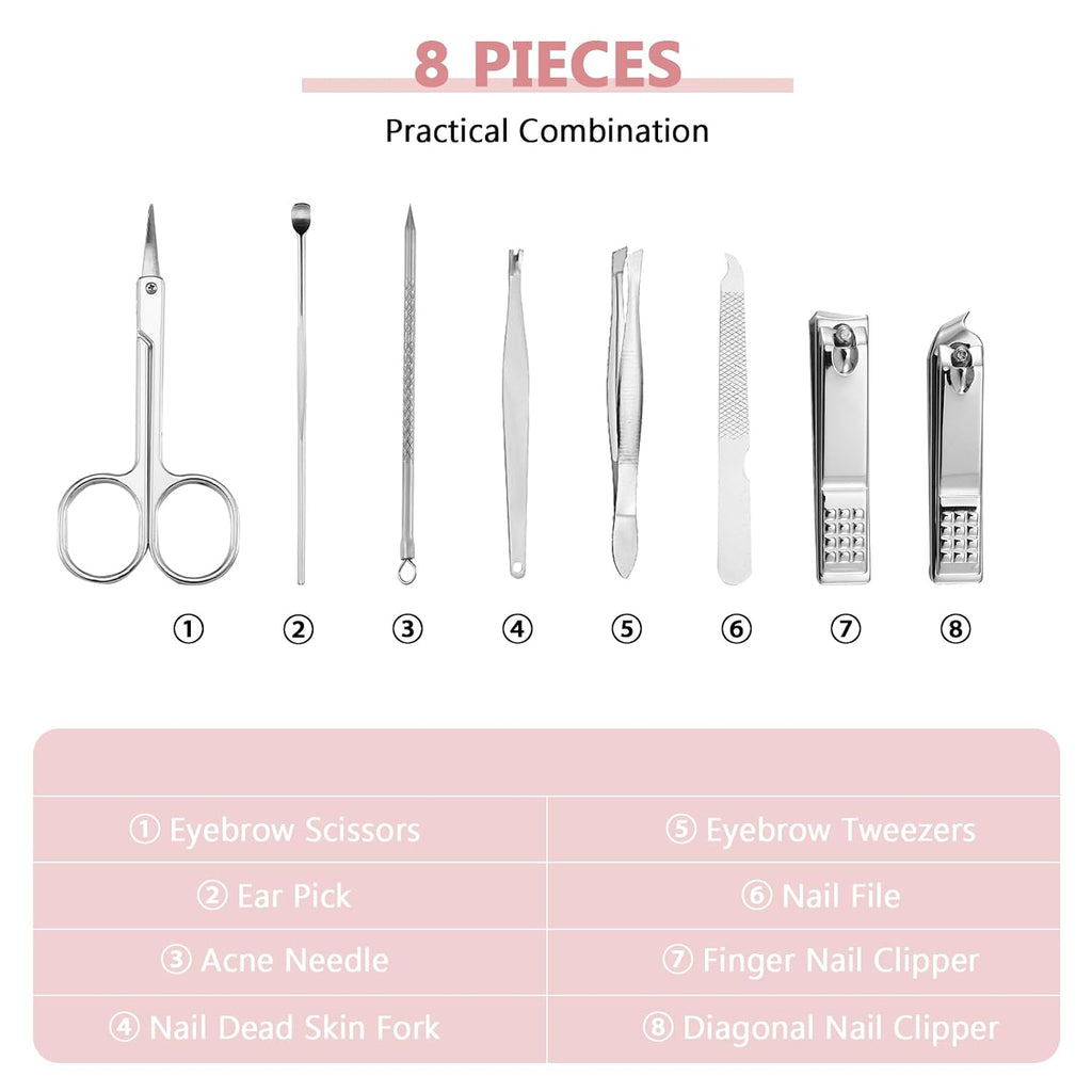 12 Sets Manicure Set Nail Clippers Pedicure Kit, Glitter Pink