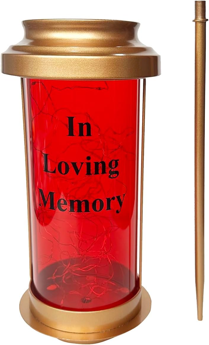 Solar-Powered Decorative Outdoor Lantern Candle Holders for Grave, Solar Lights Outdoor with Long Stake & Solar