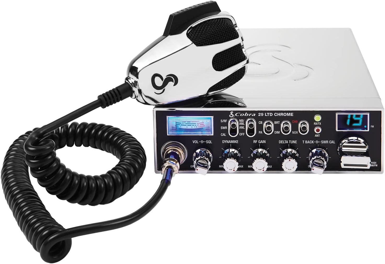 29 LTD Chrome AM/FM Professional CB Radio - Easy to Operate, Emergency Radio, Instant Channel 9, 4-Watt Output, Full