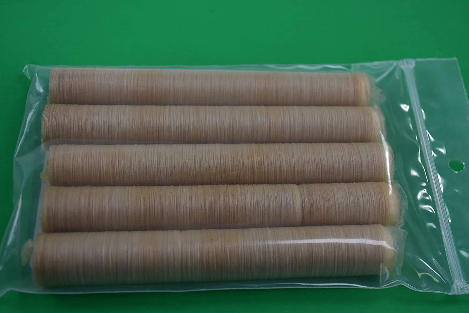 5-pack Clear 21mm Collagen snack sausage casings for 25 lbs of snack sausage. From Smokehouse Chef. Beef product in USA