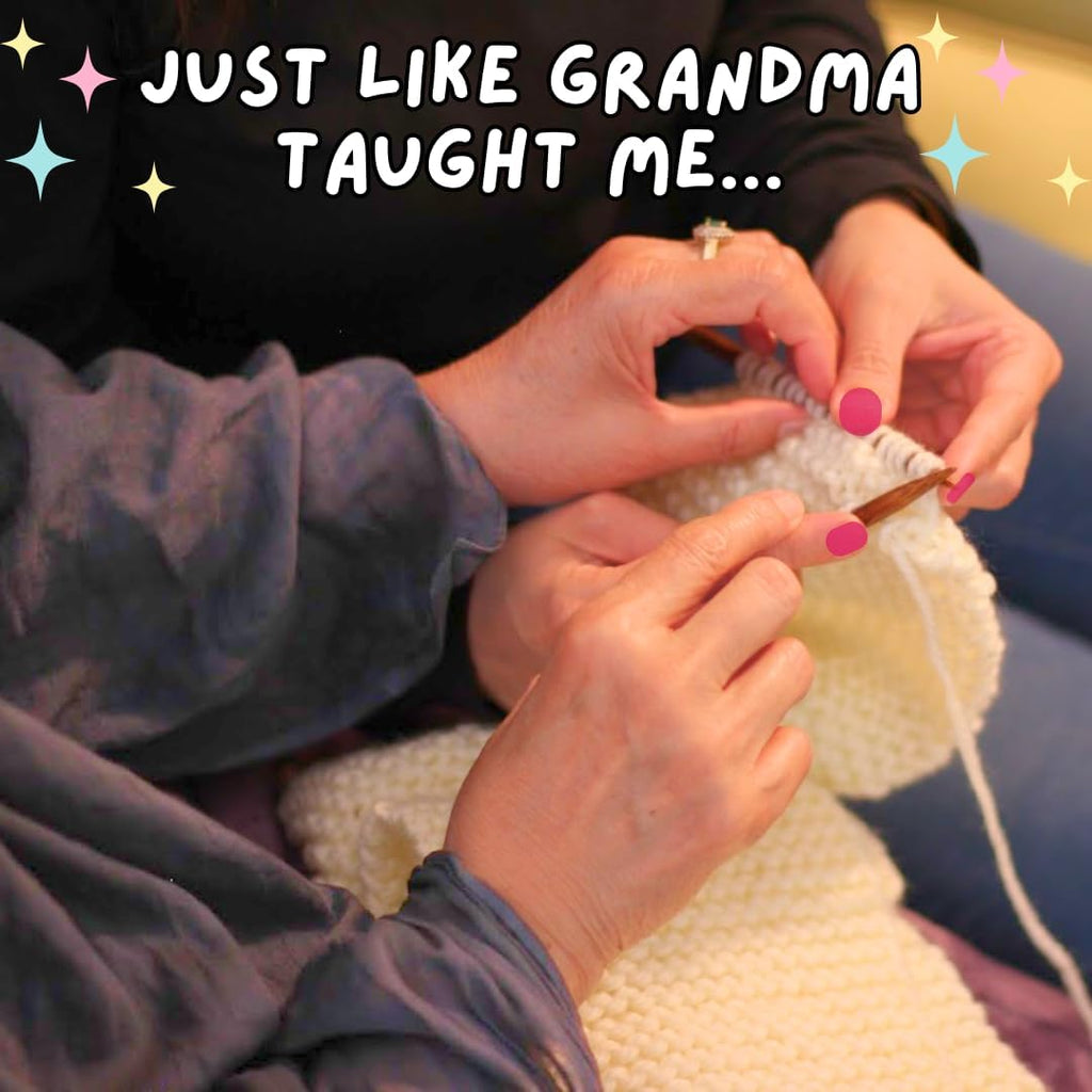 Grandma's Knitting Kit - Complete Knitting Kit for Beginners - Includes Beginner Yarn, Bamboo Needles, Video