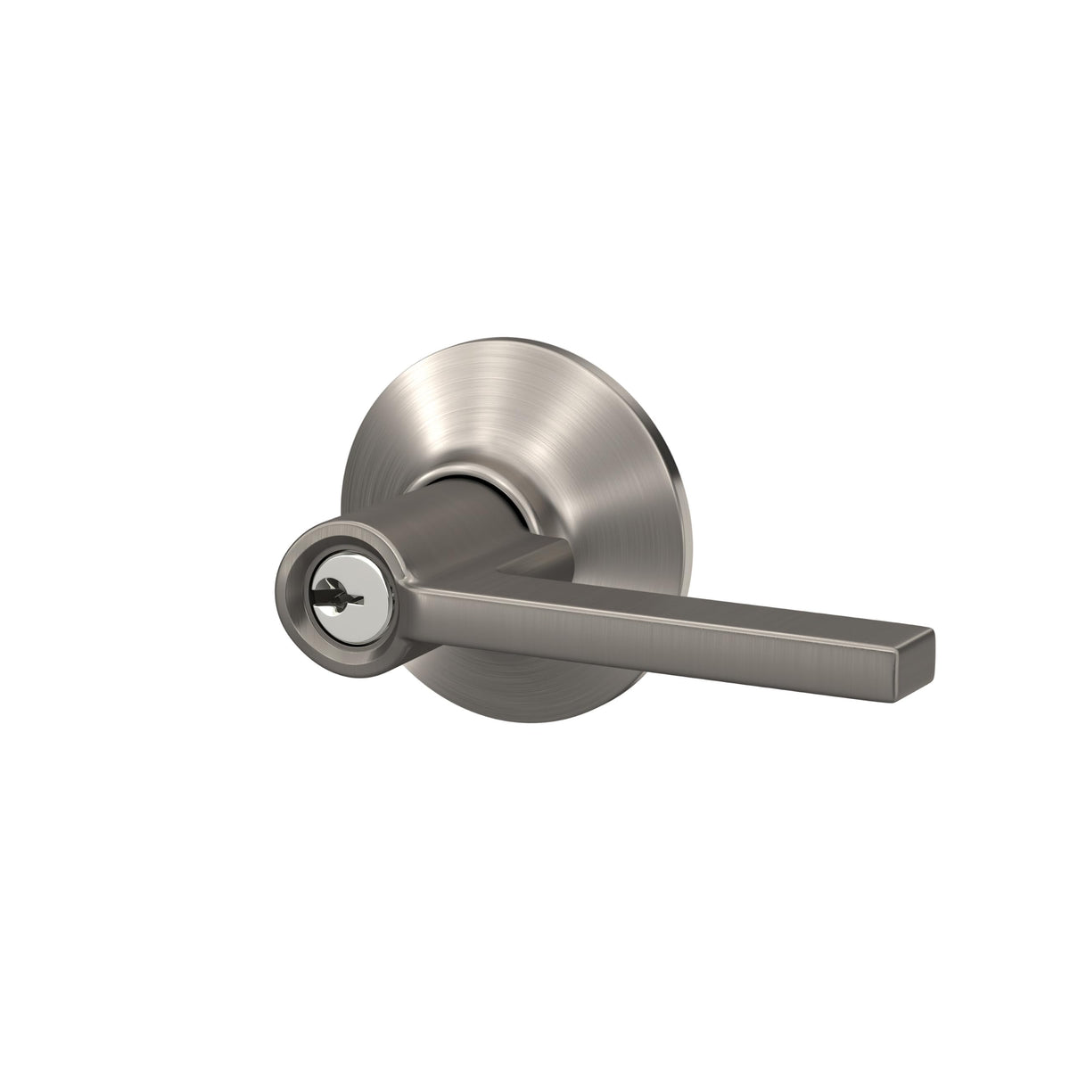Latitude Keyed Entry Door Handle, Reversible, Satin Nickel