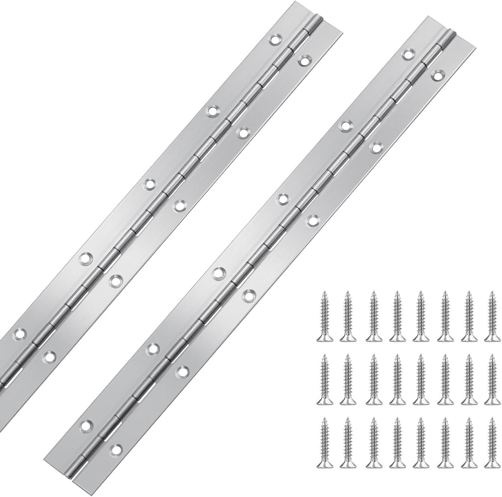 2 Pcs Piano Hinge, 12 Inch Stainless Steel Hinges with 24 Screws