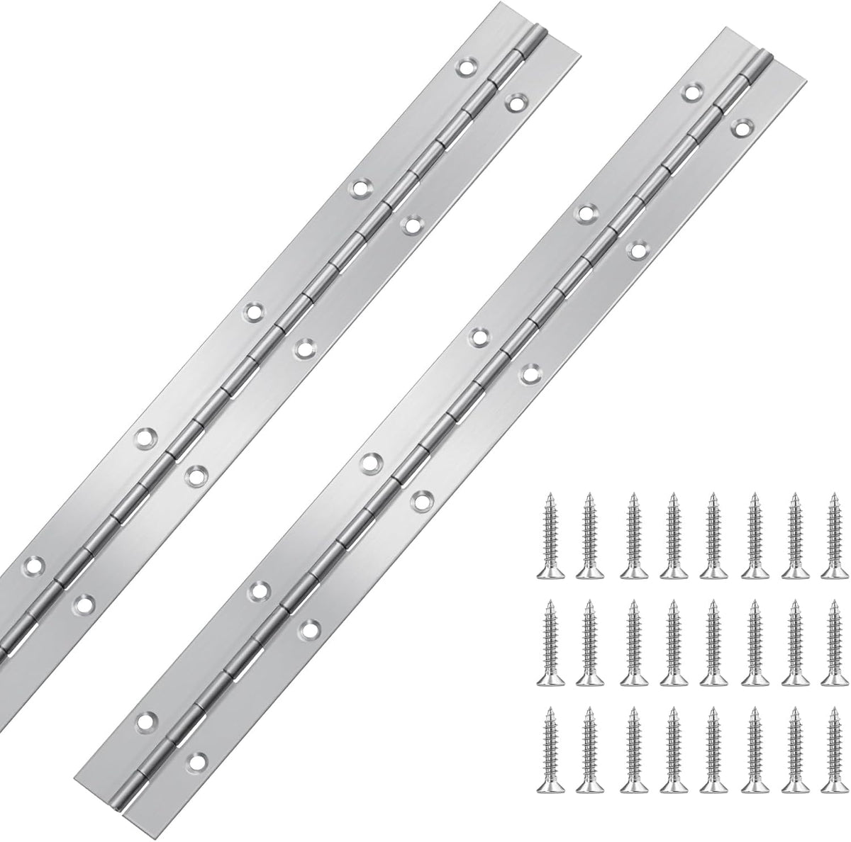 2 Pcs Piano Hinge, 12 Inch Stainless Steel Hinges with 24 Screws