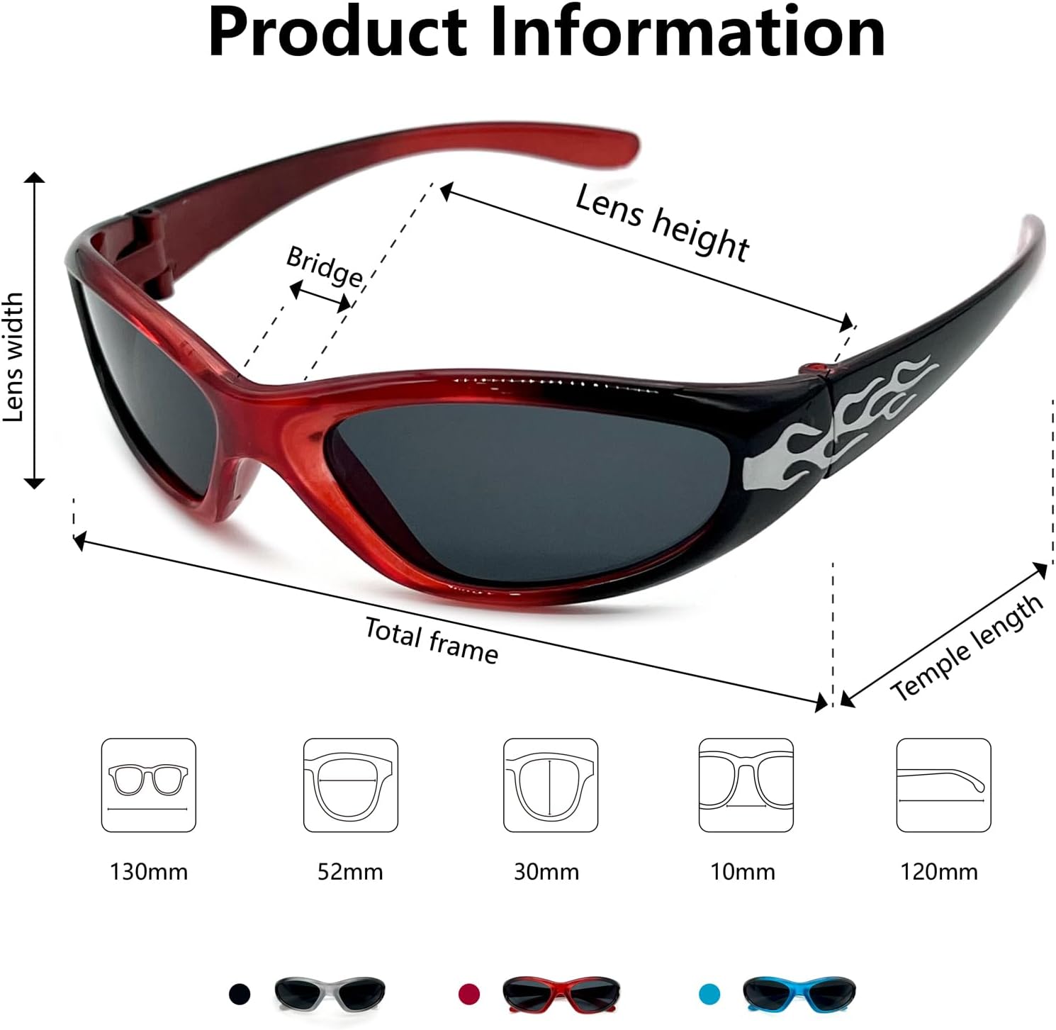 3-pairs Kids fashionable flame texture Sunglasses, for Kids Age 3-10, Toddler Sunglasses Boys Anti-UV Protection